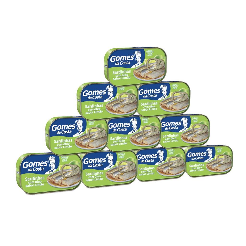 Kit 10 UN - Sardinhas com Óleo Comestível Sabor Limão - 125g