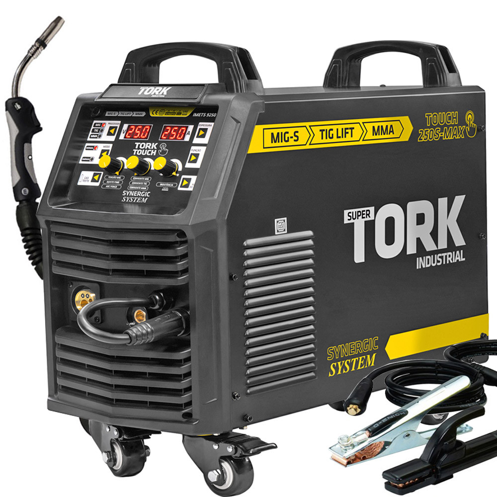 Inversor de Solda Profissional 3x1 Mig Mag Sinérgico MMA E Tig Lift 250A Modo Flex Super Tork em Oferta na Shopee