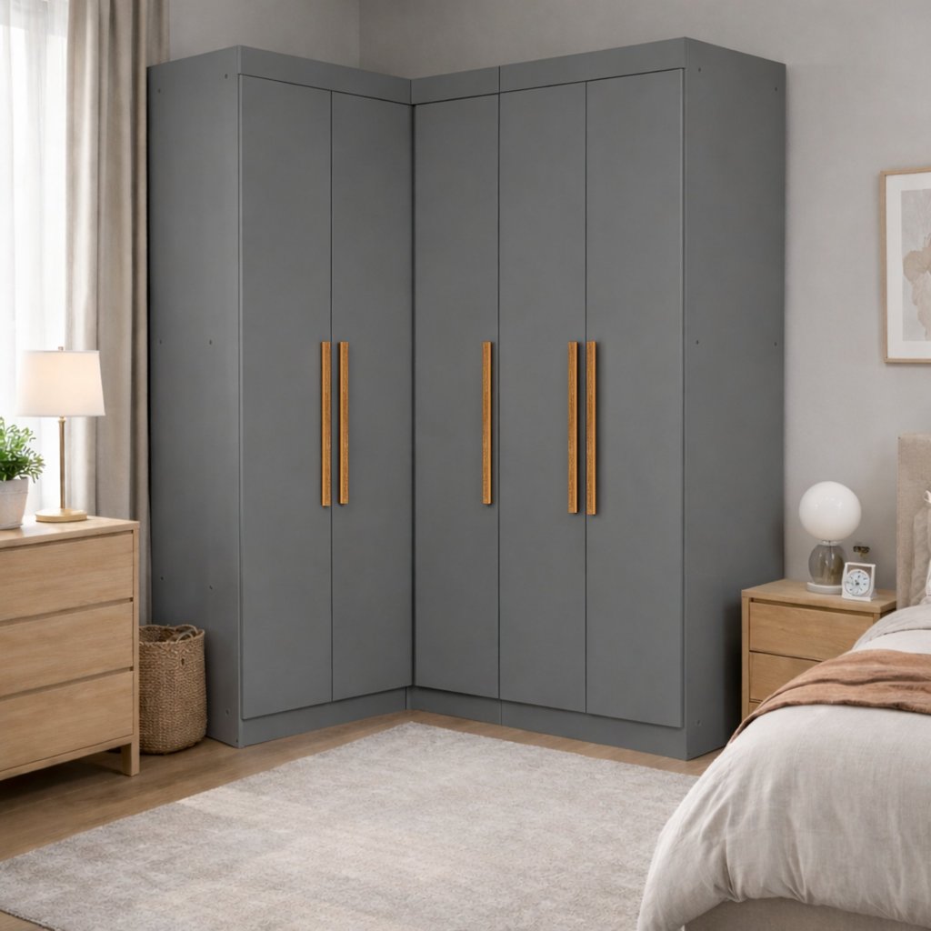 Guarda-roupa Modulação 5 Portas Canto Paris Ônix em Oferta na Shopee