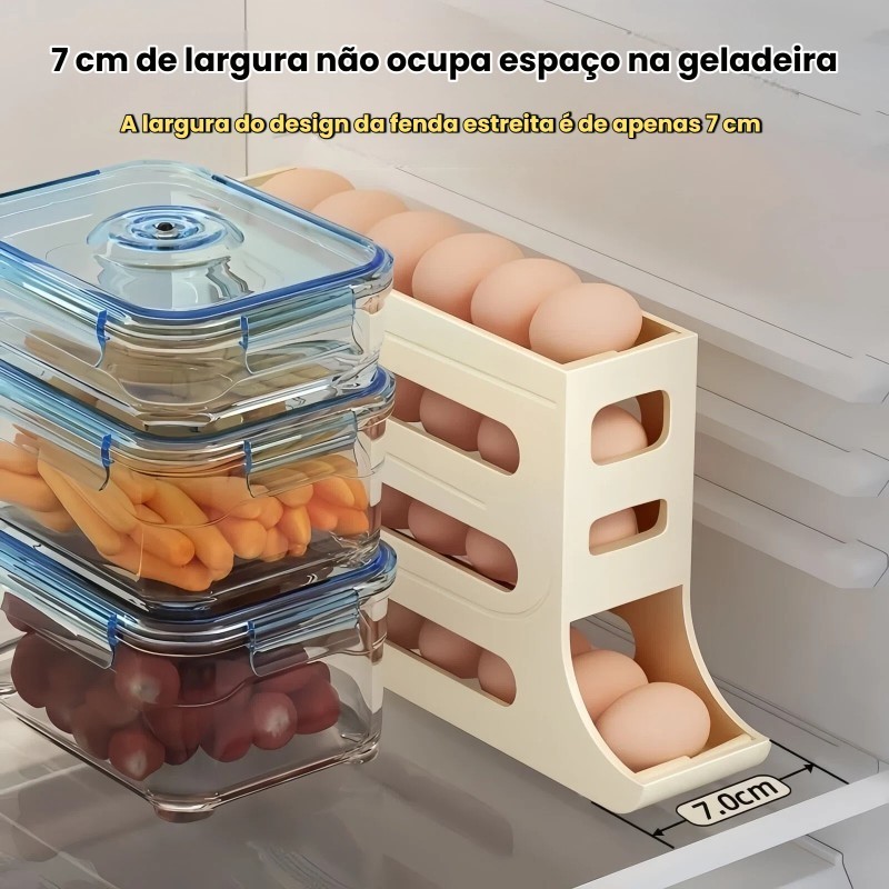 Porta Ovos 4 Andares Rolante em Plástico Para 25 a 30 Ovos Geladeira Organizador Dispenser Automát.