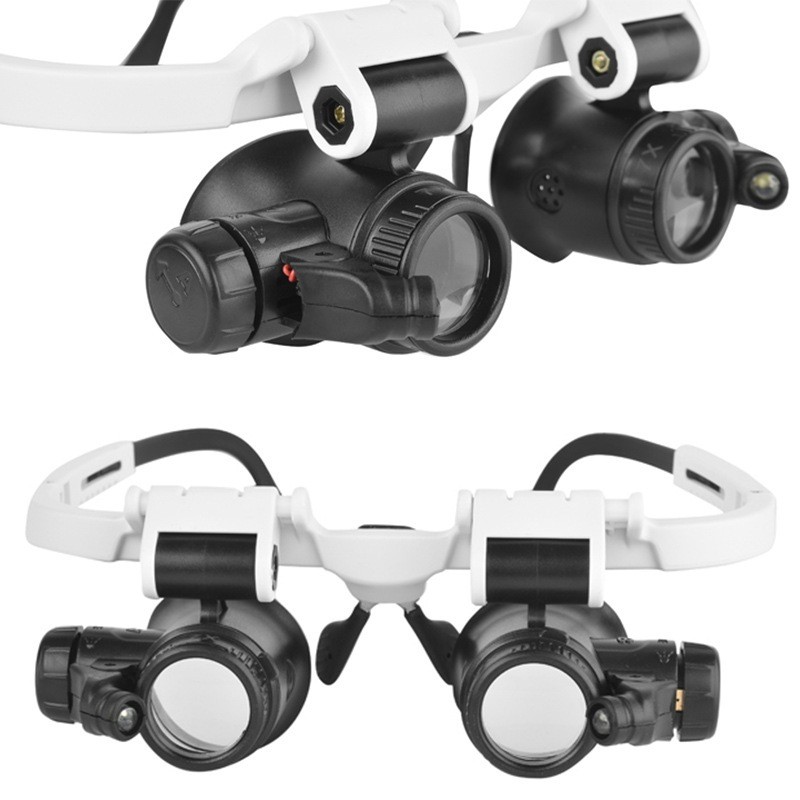 Lupa De Óculos 9892H-1 Com Luzes DUPLA LED Pequena Manutenção De Máquinas Montada Na Cabeça — imagem 2 de 2