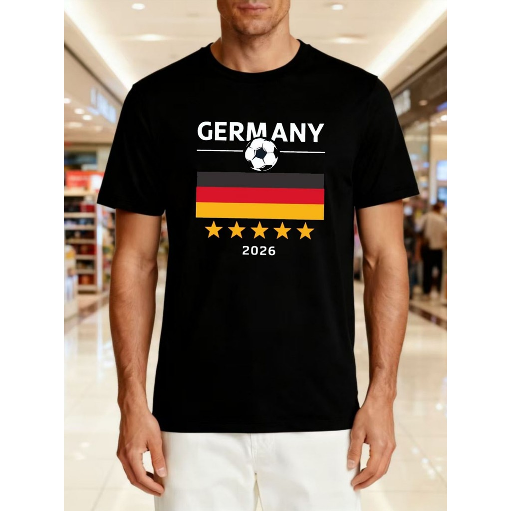 Camiseta Oversized Estampada Seleção Alemanha 2026 Futebol Gola Redonda Elasticidade Leve Uso Casual Torcedor