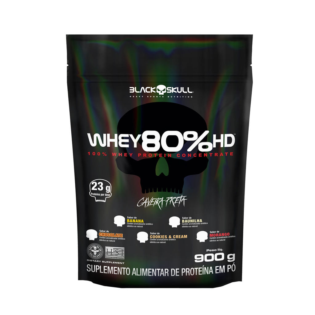 Whey Protein Concentrado 80% HD - Refil 900g - Black Skull