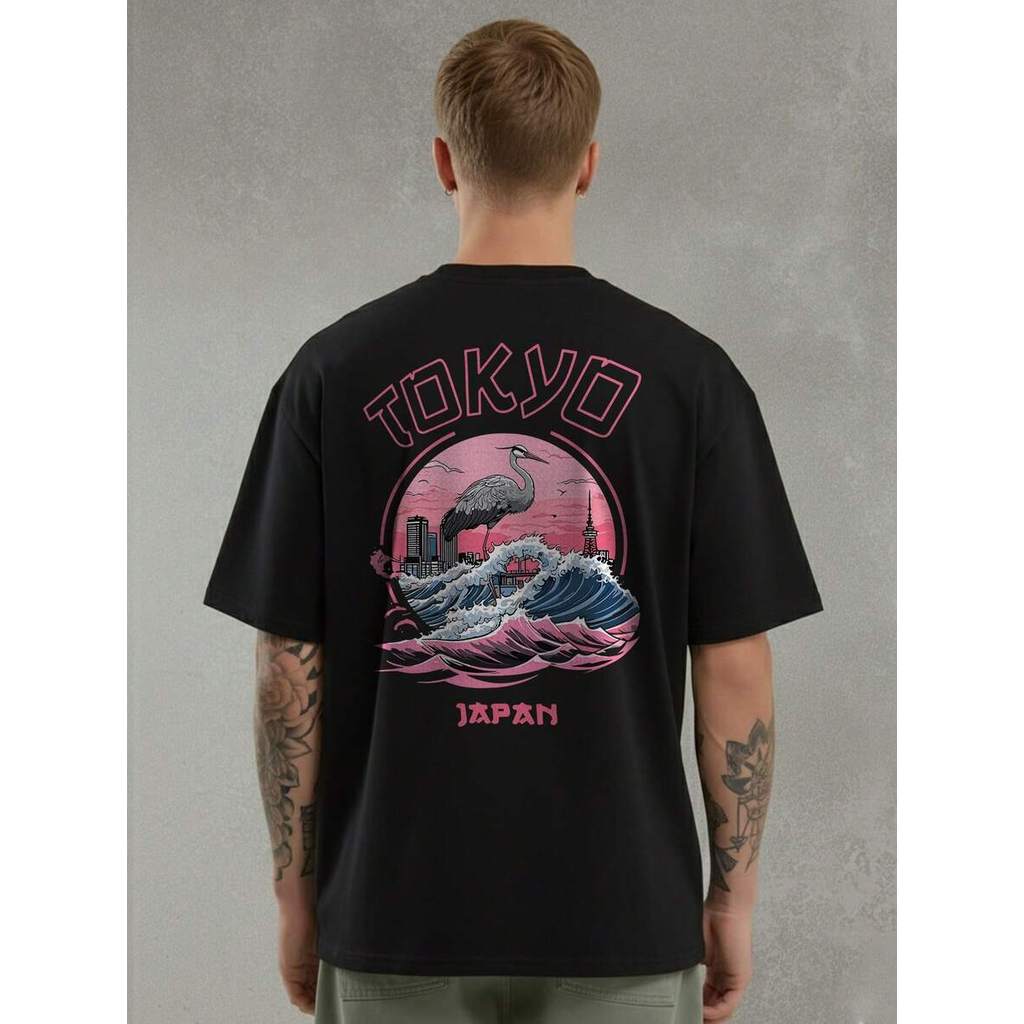 Camiseta Oversized Masculina Tokyo Japan Estampada Camisa Unissex Camiseta Larga 100% Algodão Masculina Feminina