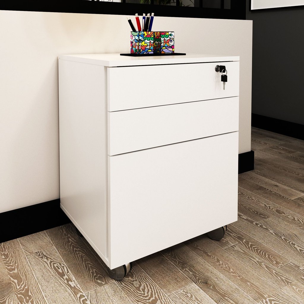 Gaveteiro Arquivo 48,8x64,5cm com Chave e Rodízio ME4148 Branco em Oferta na Shopee
