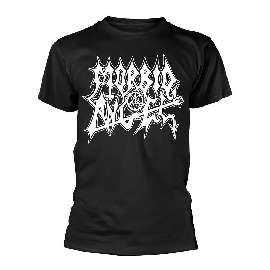 Camiseta Masculina Morbid Angel Extreme Music - Estampa de Banda Heavy Metal com Letras Góticas e Pentagrama, Modelo Rel