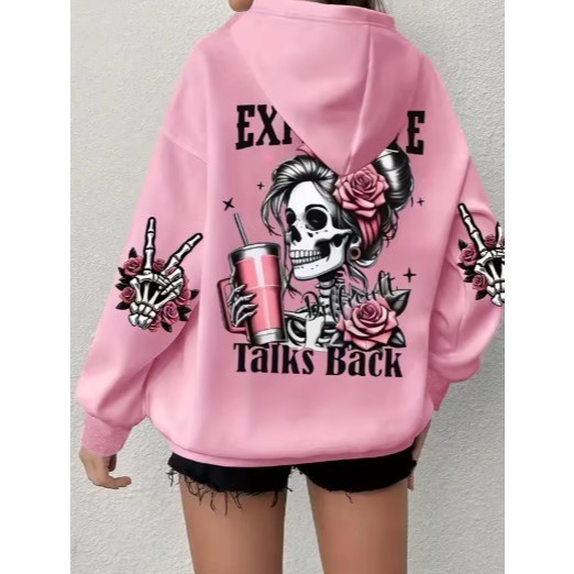 Moletom Mulher Caveira Rosas Paz Amor Novo!