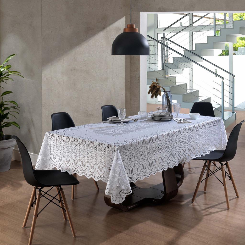 Toalha de Mesa Renda Premium  Retangular 1,50m x 2,50m  8 Lugares Mesa Posta Dia a Dia Elegante Geométrica Qualidade