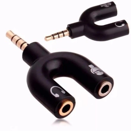 Adaptador Splitter Cabo Fone Microfone Headset Lapela P2 / P3 Áudio Cor Preto