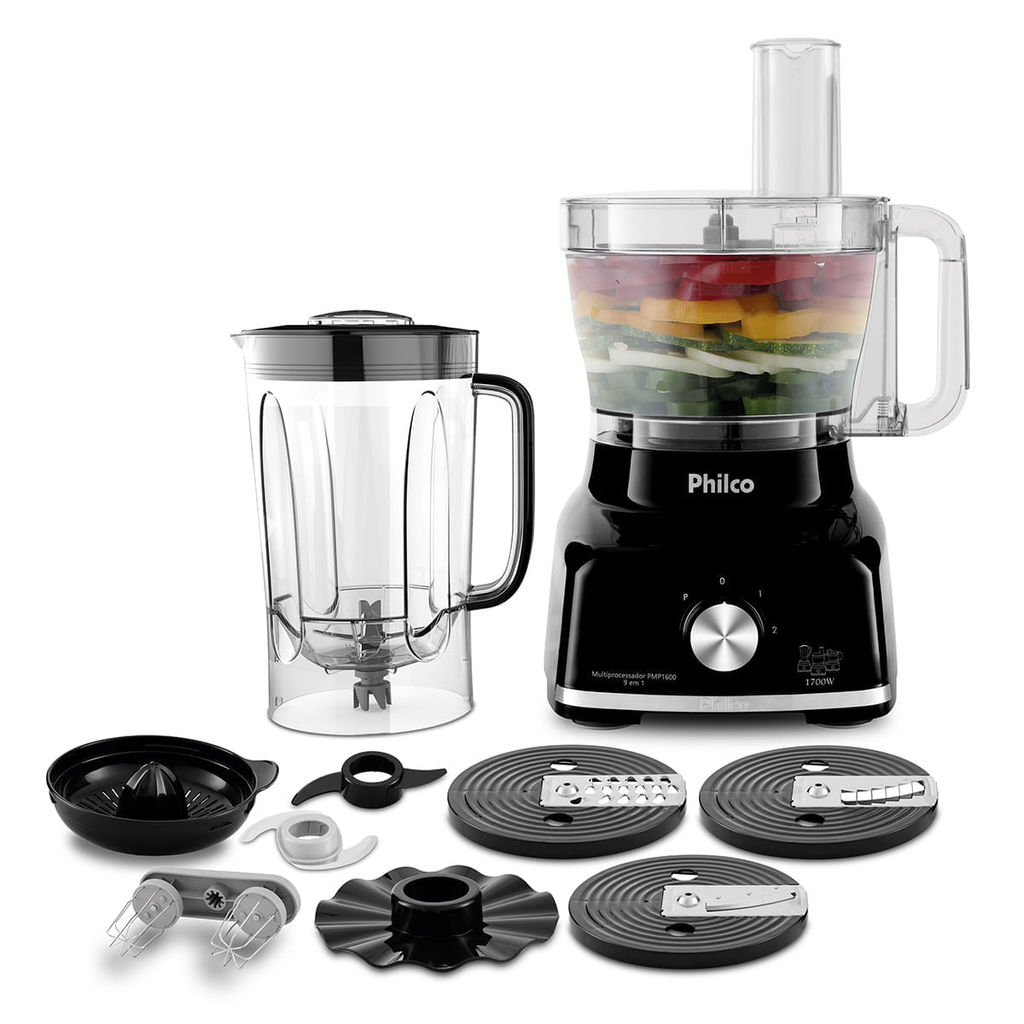 Imagem Multiprocessador Philco 1700W 9 em 1 Preto PMP1600P