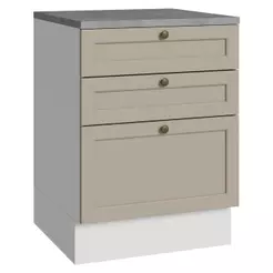 Balcão de Cozinha 60 cm 3 Gavetas Branco/Crema Vik Madesa