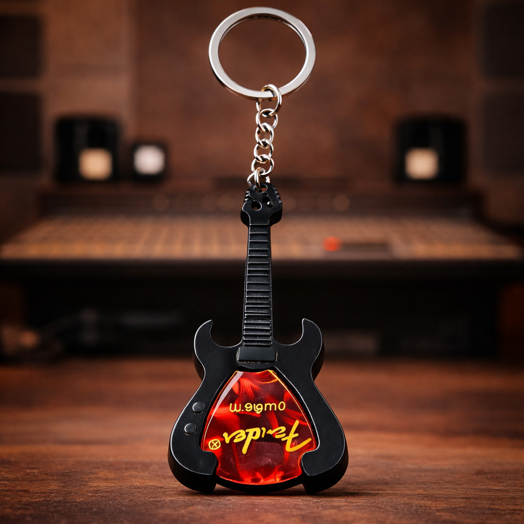 Mini Chaveiro Palheta Guitarra Preto Branco Amplificadores Decorativos Musical Presente Violão