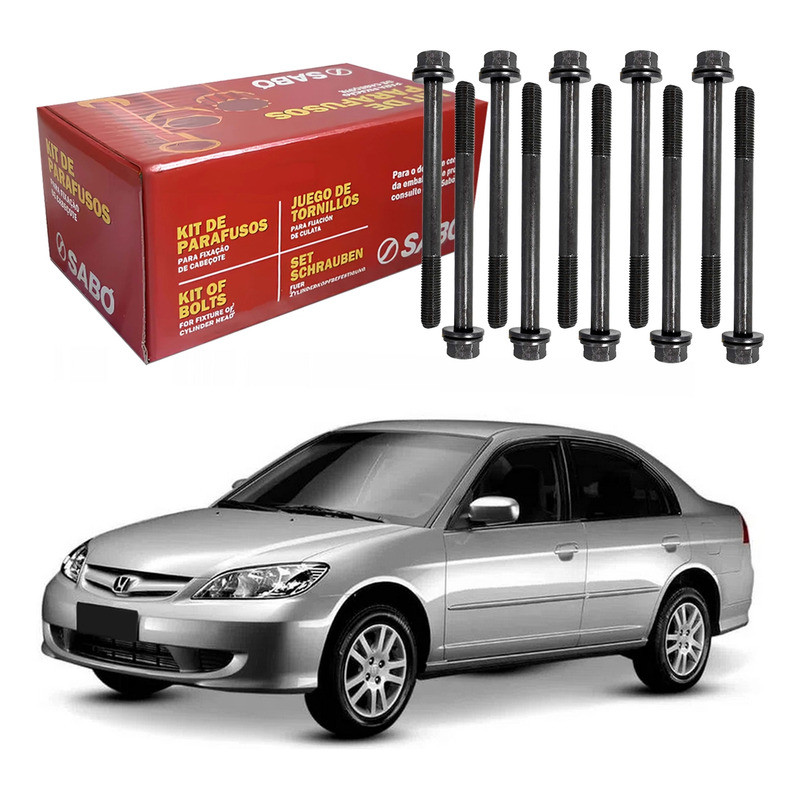 Jogo Parafuso Cabeçote Sabó Honda Civic 1.7 16v 2004 A 2006