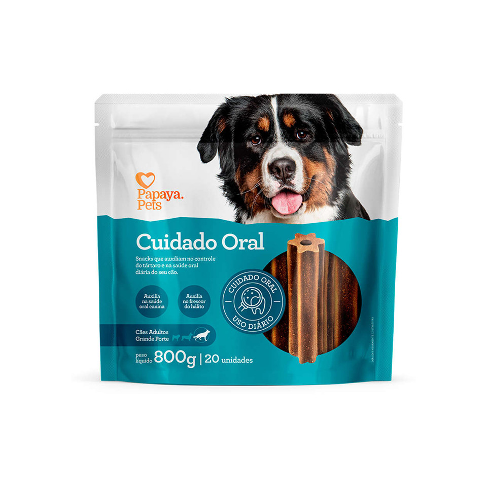 Petisco Papaya Pets Cuidado Oral Cão Adultos P/ Grande 800g