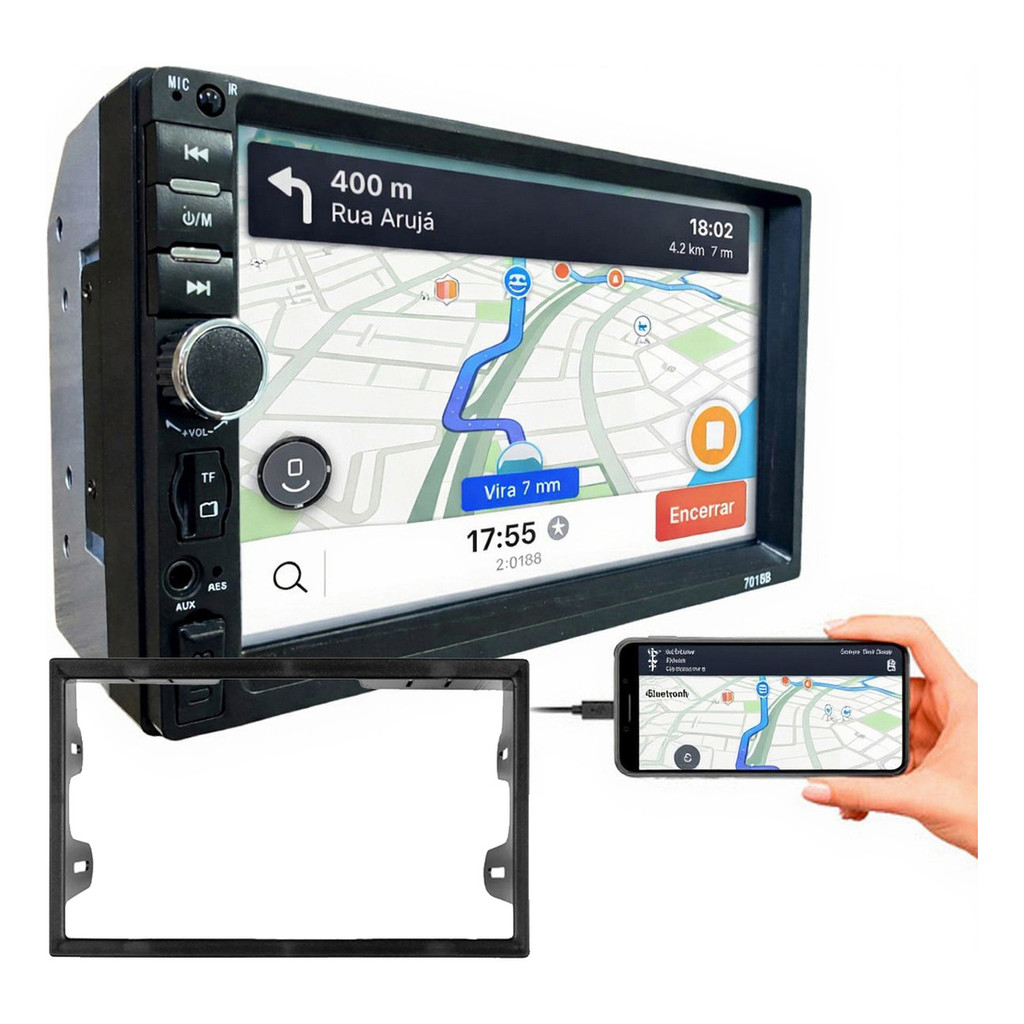 KIT CENTRAL MULTIMIDIA MP5 COM MOLDURA POLO FIESTA ECOSPORT GOLF 1999 A 2013 em Oferta na Shopee