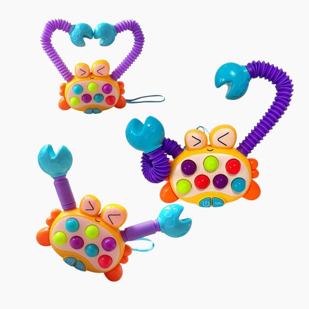 Kit 1/2/3 Caranguejo Estica E Puxa Pop IT Brinquedo Infantil Divertido Interativo Com Som E Luz