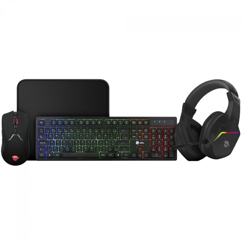 Combo Gamer Ninja Squad 4 Em 1, Headset, Teclado, Mouse e Mousepad, USB, Rainbow, Preto, GN-CG-SQTMPHB em Oferta na Shopee