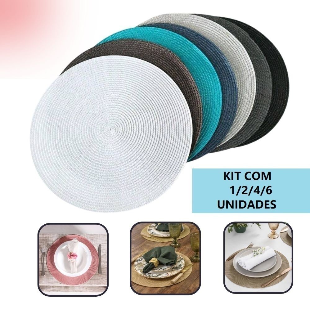 Oferta Jogo Americano Redondo Descanso De Mesa 37,5Cm Utensilio De Cozinha 2,4 ou 6 Uns Multiuso Porta Jantar Mesa Posta