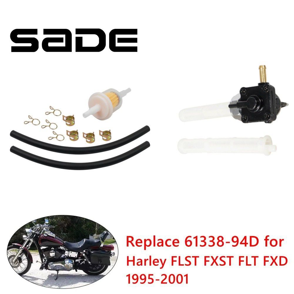 SADE Para Harley FLST FXST FLT FXD 1995-2001 61338-94D Rosca Macho Válvula De Combustível Petcock Kit De Mangueira De Li