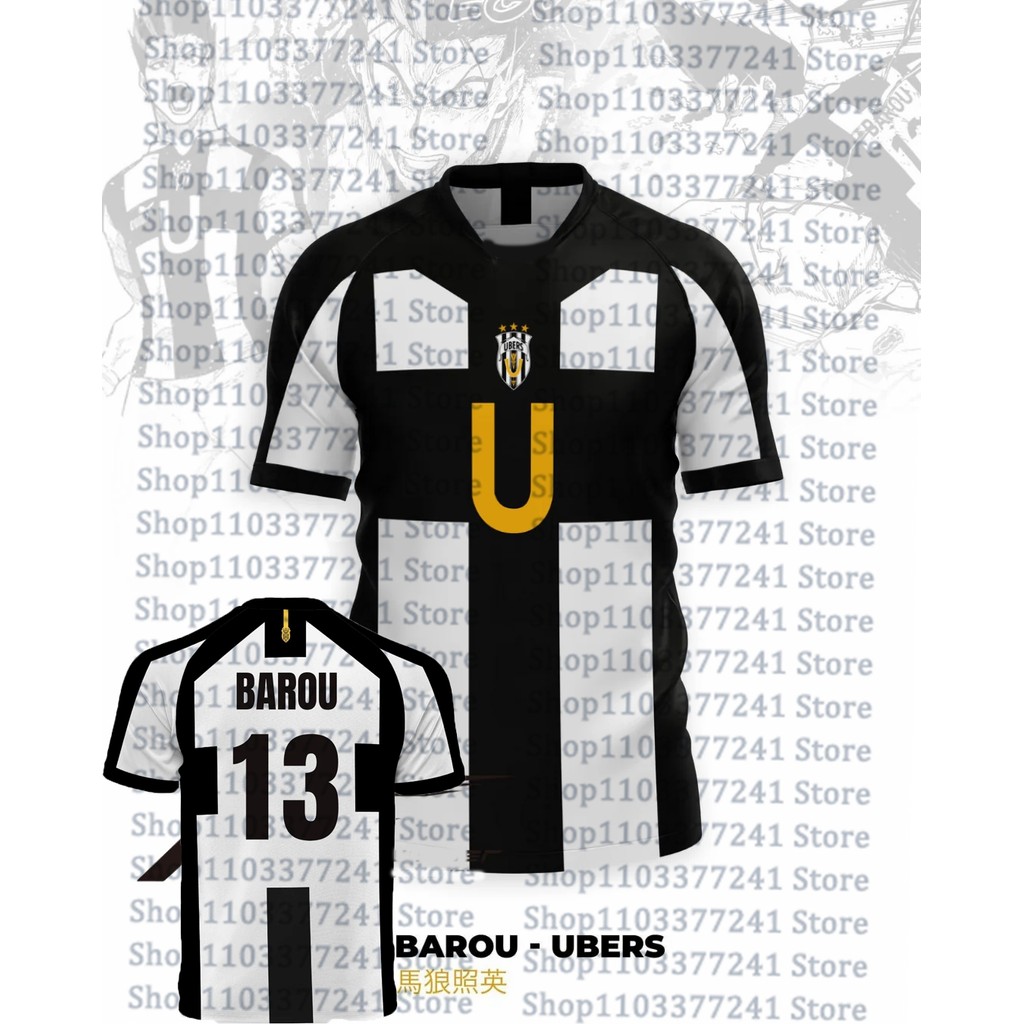 Barou Ubers Anime Camisetas Azul Bloqueio Camisa 2025 Nova Impressão 3D Masculina De Futebol Verão Feminino Casual Espor