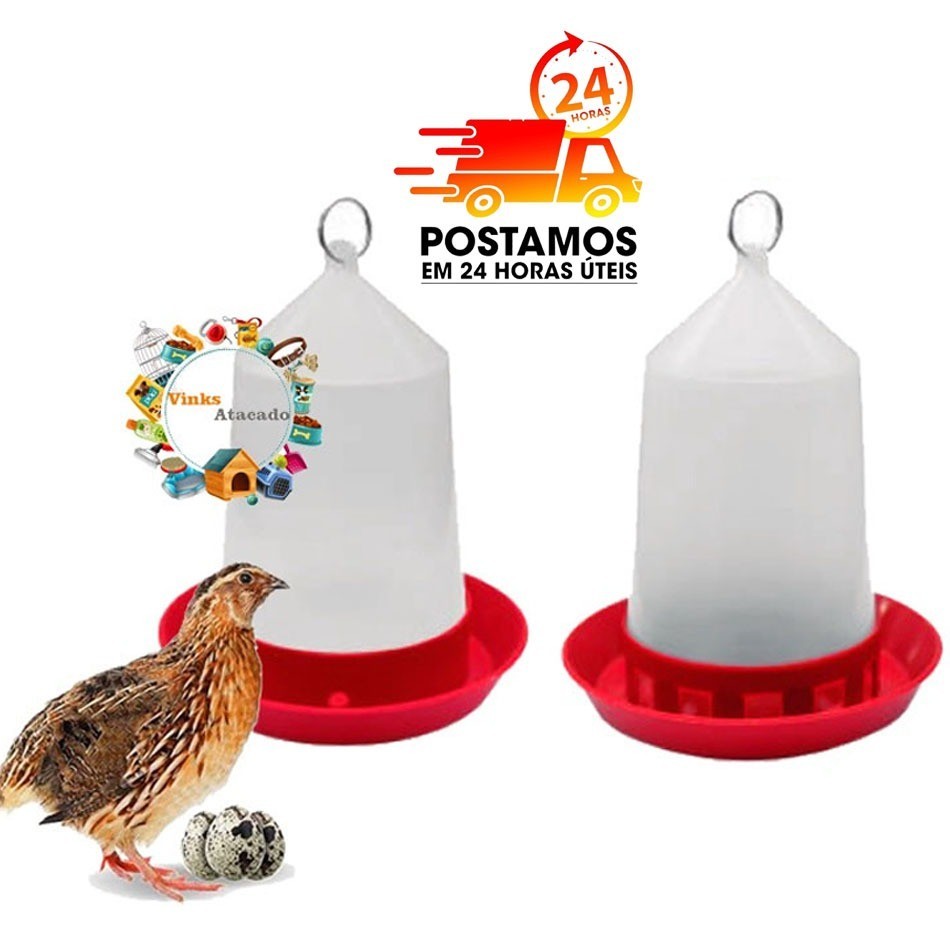 Kit 2 Bebedouro e 2 Comedouro Automático Comedor Para Codorna Pintinhos Aves Pequenas