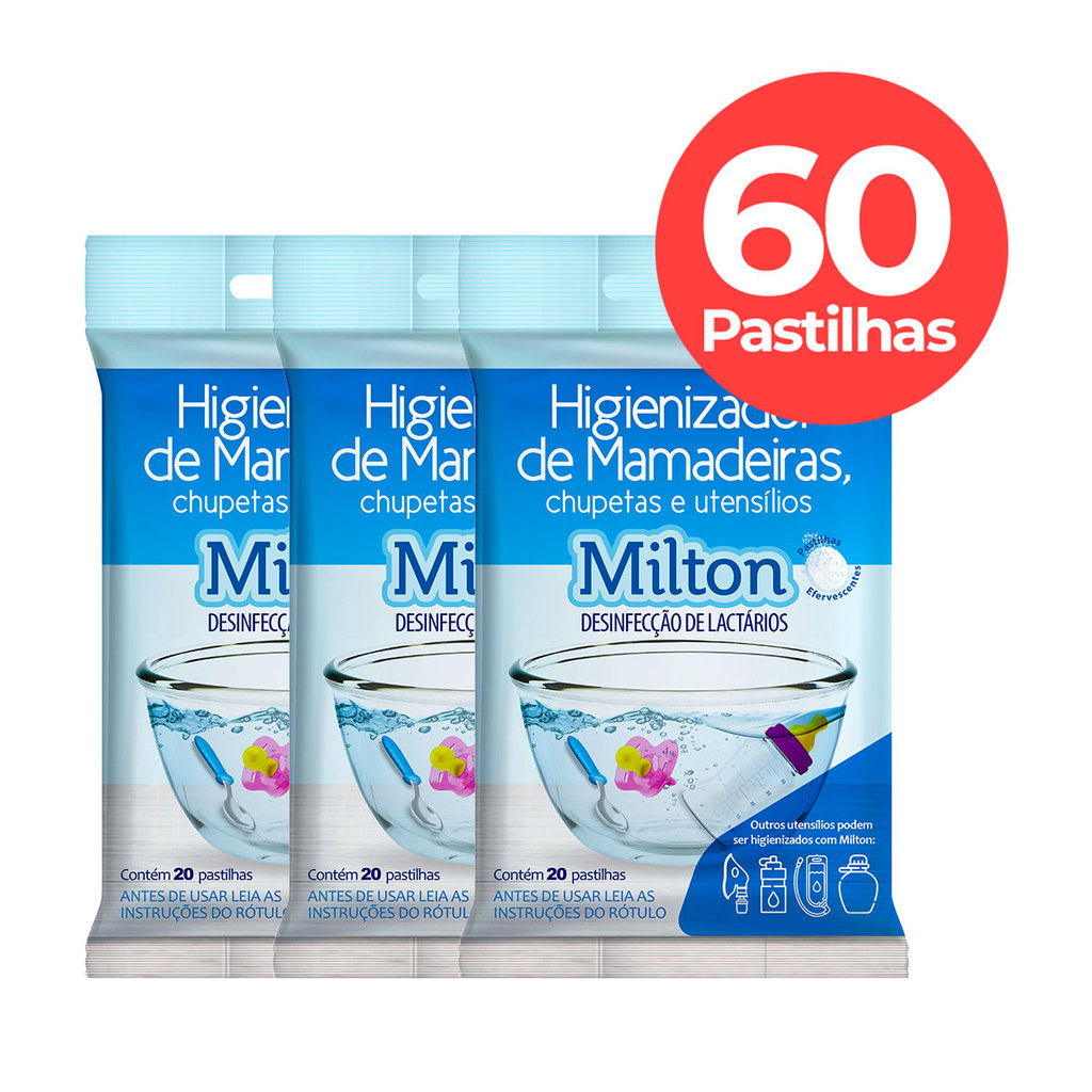 Clorin Milton Pastilha para Higienizar Copinho e Colher Infantil 60un