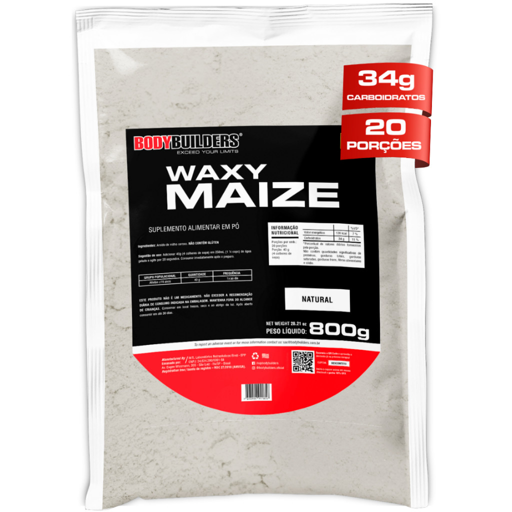 Hipercalórico Waxy Maize 800g Natural 100% - Ganho de massa e Recuperação - Bodybuilders em Oferta na Shopee