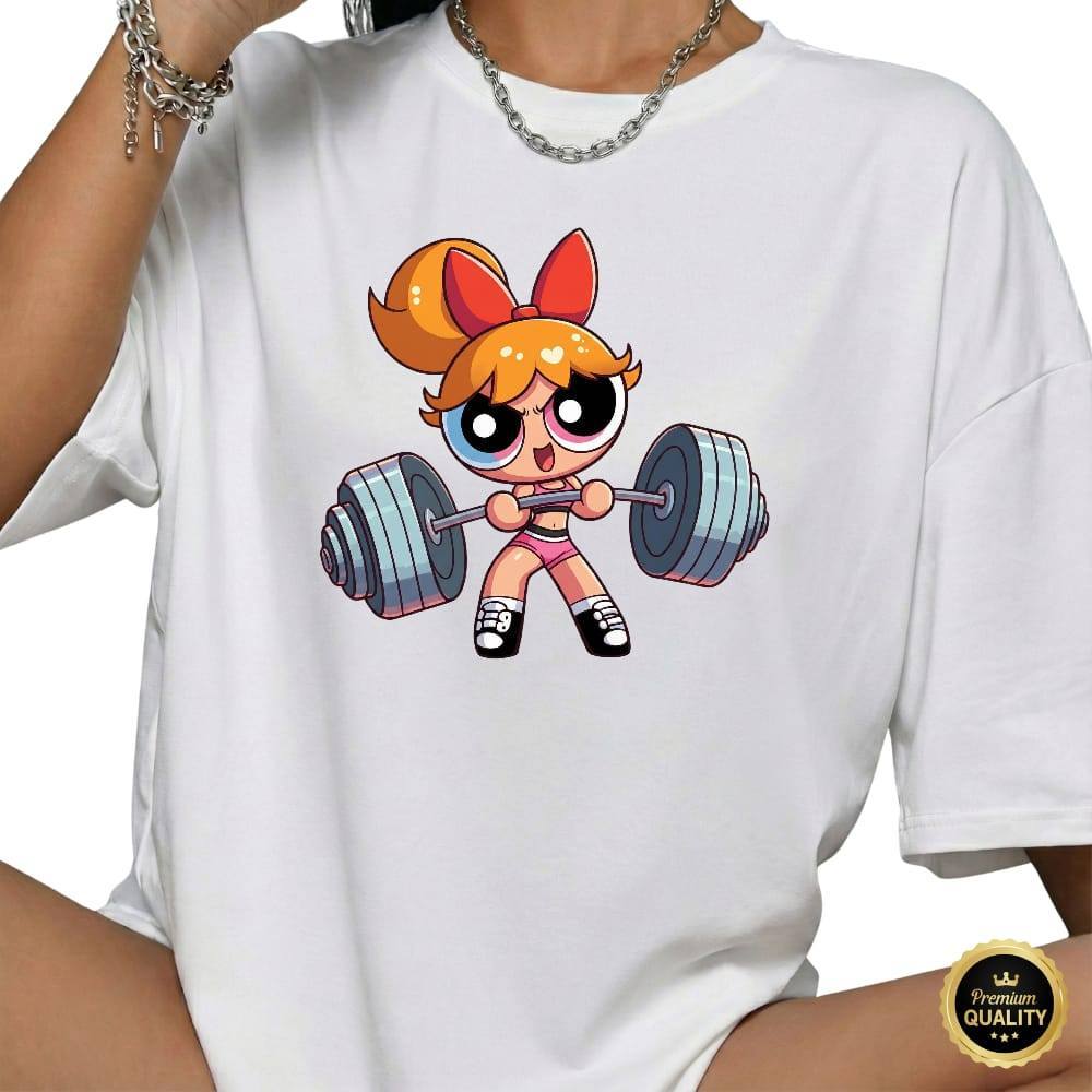 Camiseta T-shirt Feminina Treino Super Poderosas Docinho Lindinha Florzinha Malha Algodão