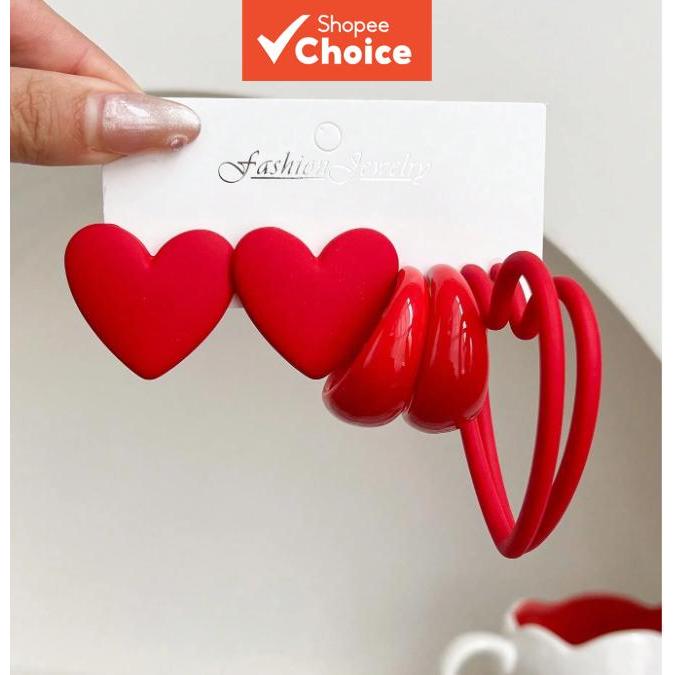 1 conjunto de 3 pares de brincos geométricos em forma de coração exagerados e modernos, acessórios de moda femininos, em Oferta na Shopee