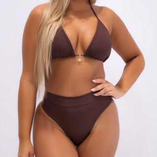 Biquíni Cortininha Fio Dental Cintura Alta Hot Pant Premium estilo lipo modelador praia piscina em Oferta na Shopee