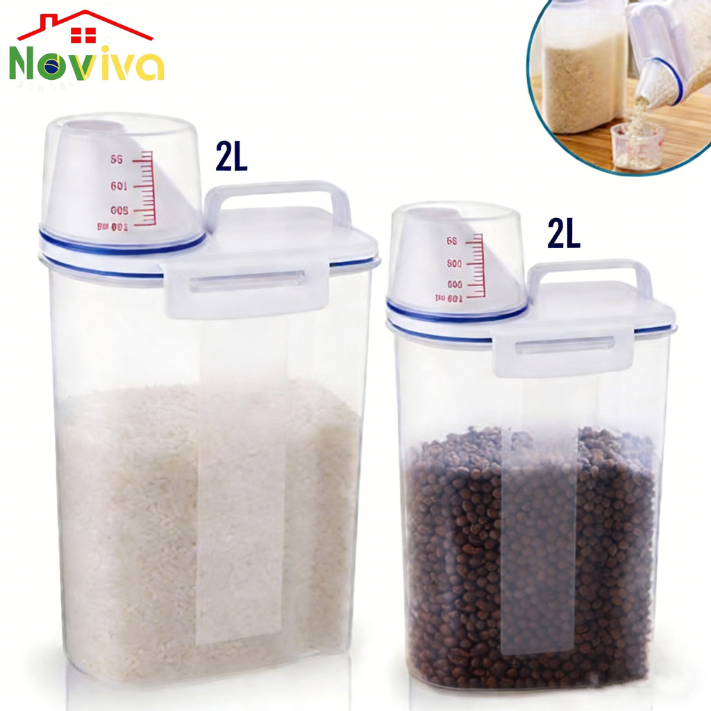 Pote Hermético 2L para Alimentos, Arroz, Mantimentos, Sabão, Ração - Copo com Bico Dosador e Tampa em Oferta na Shopee