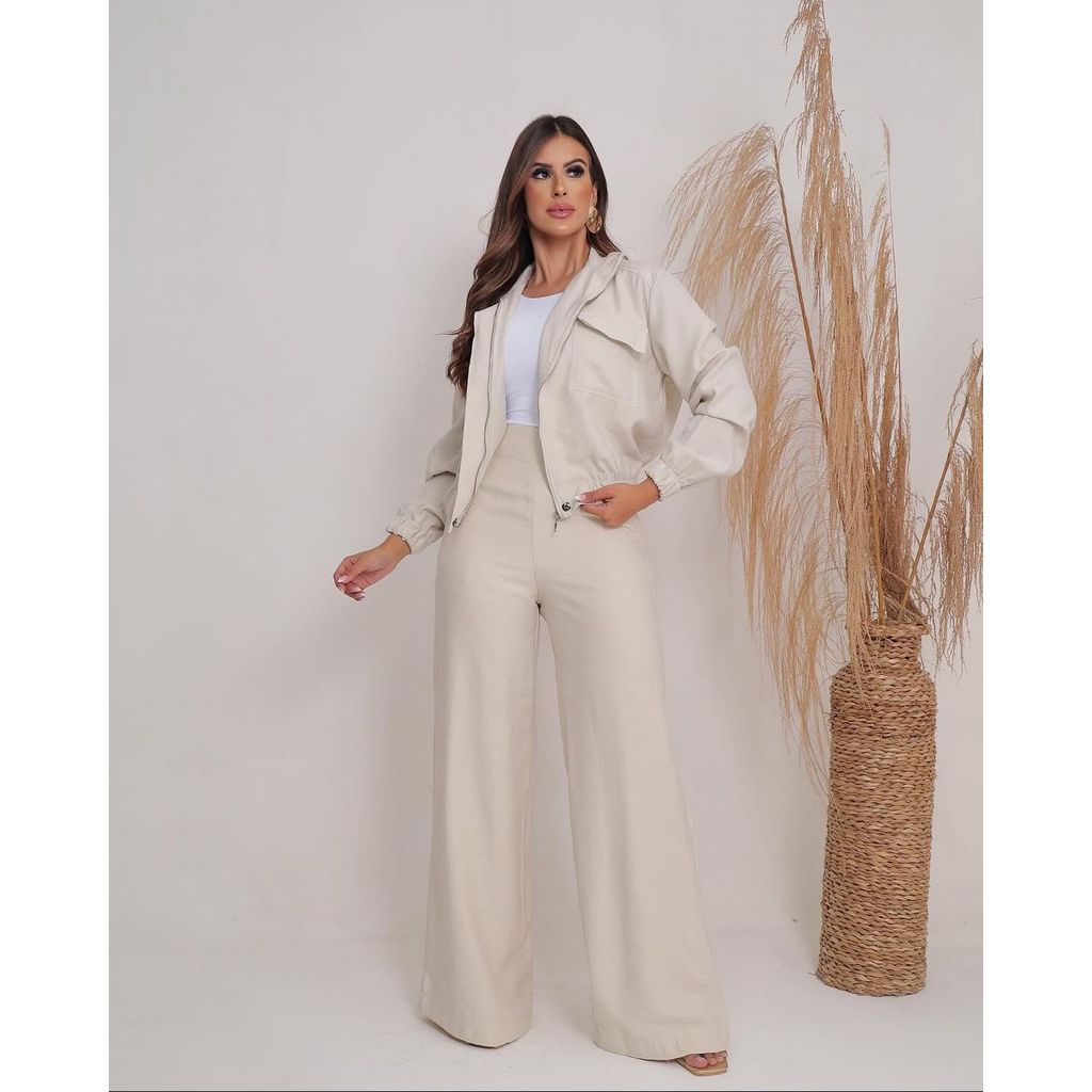 Jaqueta Feminina Zíper Bolso Frontal Marrant Estilo Bomber