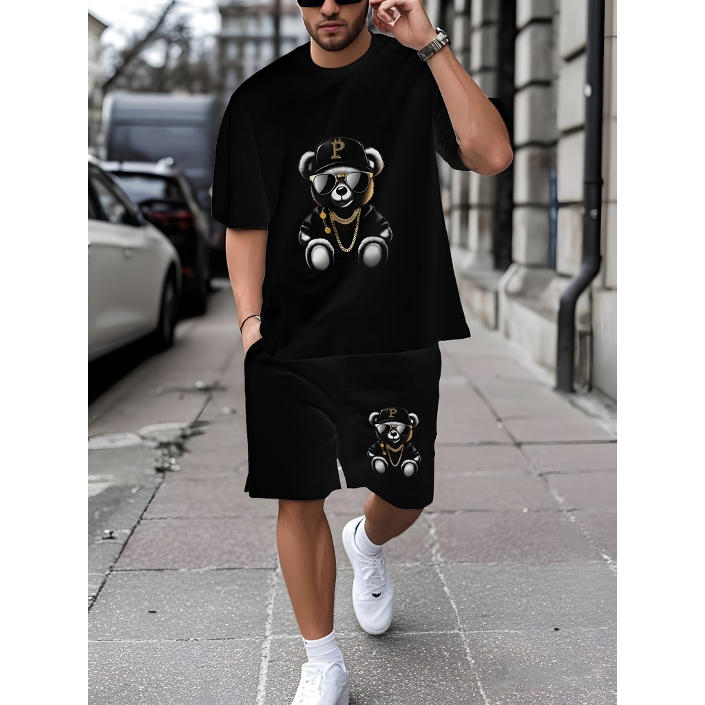 Conjunto Masculino Camiseta Short Tactel Camisa Bermuda Estilosa e Confortavel Dia a Dia Academia Lazer Envio Imediato