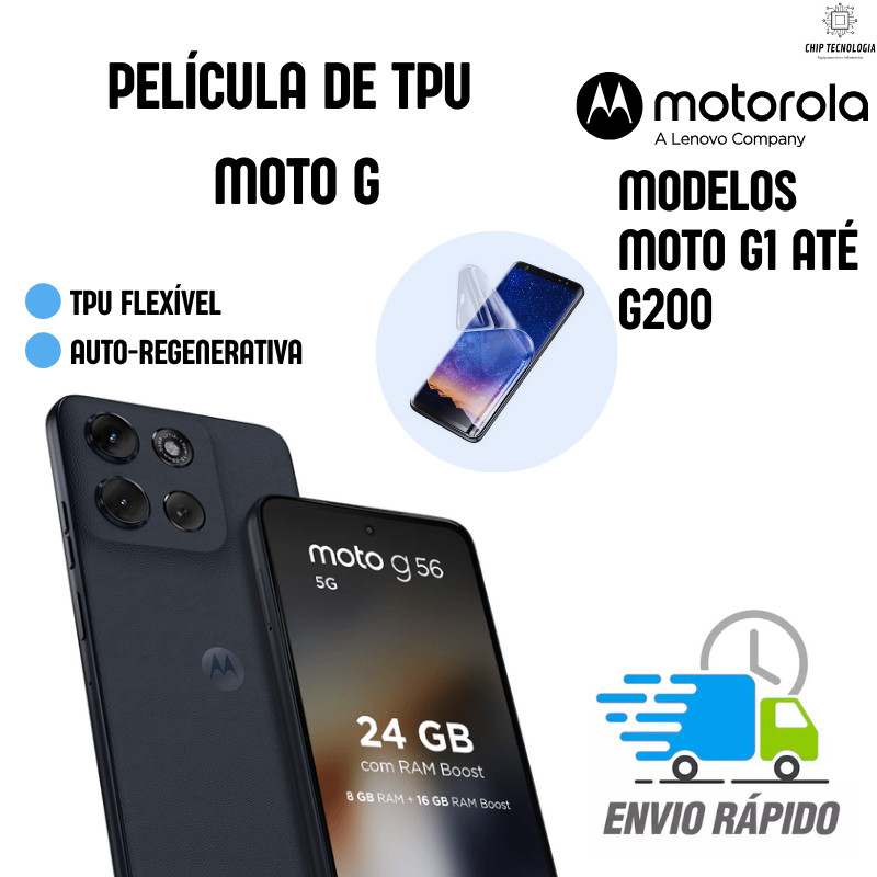 Película TPU Motorola Moto G Flexível Auto-Regenerativa G1 ao G200