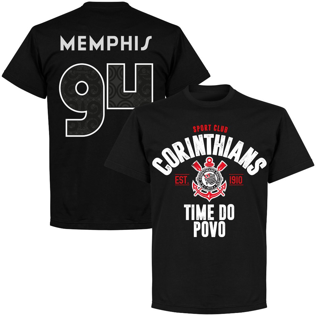 2026 Camiseta Oversized Preta Unissex, Design Dupla Face com Número 94 e Frase "Time do Povo" do Corinthians, Moda Espor