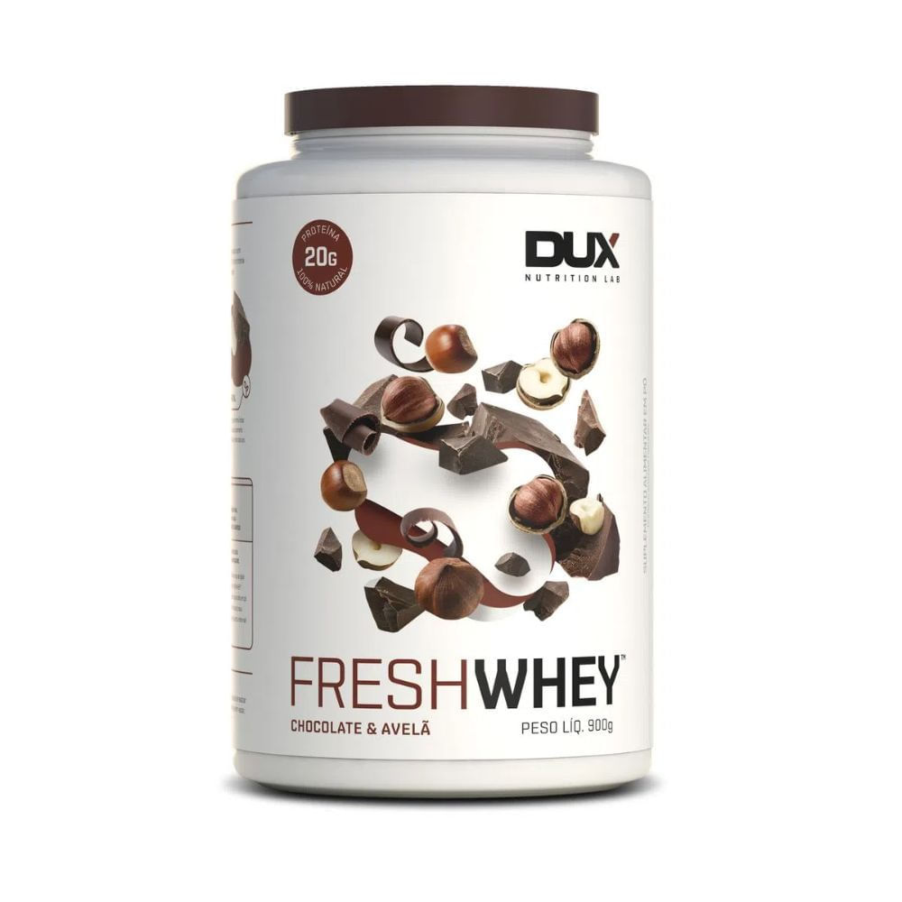Suplemento Alimentar em Pó Dux Fresh Whey 20g de Proteína Sabor Chocolate e Avelã 900g em Oferta na Shopee