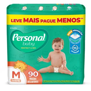 Fralda Infantil Personal Baby Protect & Sec Tamanho M com 90 Tiras em Oferta na Shopee