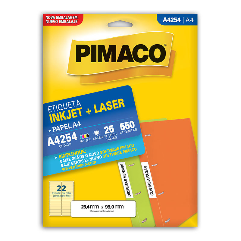 Etiqueta inkjet/laser A4254 com 25 folhas Pimaco em Oferta na Shopee