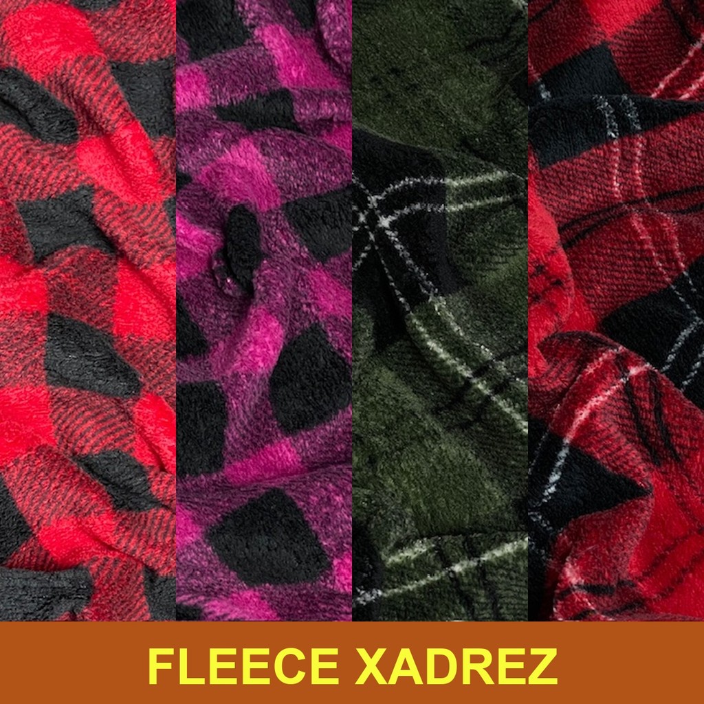 10 Metros Tecido Fleece Xadrez Estampado | Microsoft Xadrez | Manta, Quente e Macia (10m x 1.60m)