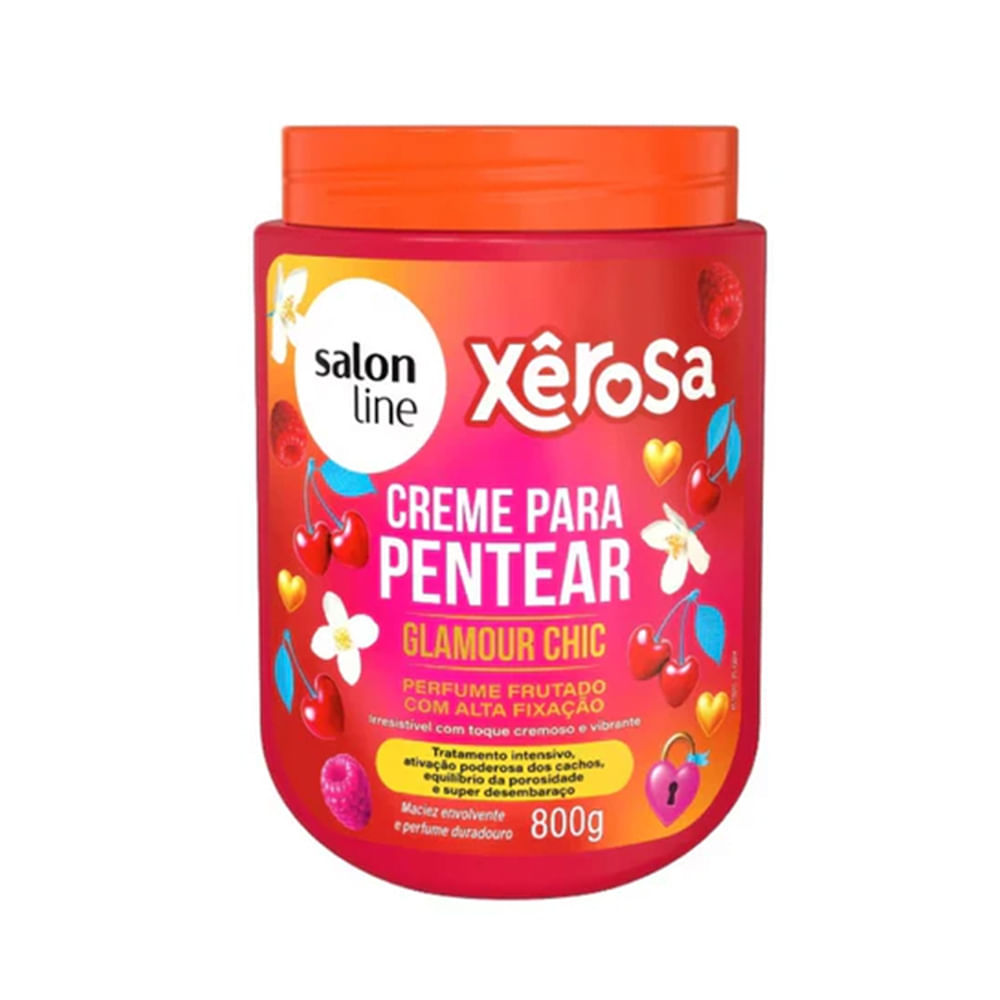 Creme para Pentear Salon Line Xêrosa Glamour Chic Frutado Alta Fixação 800g em Oferta na Shopee