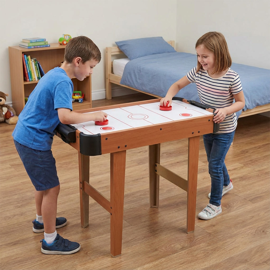 Imagem Mesa Air Game Hockey Aero Jogo De Mesa Com Disco Infantil P/ Criança Com Ventilador Embutido a Pilha