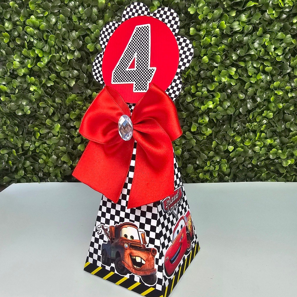 Caixa Cone Pirâmide CARROS CARS - Personalizados - Festa infantil - Aniversário - Lembrancinha