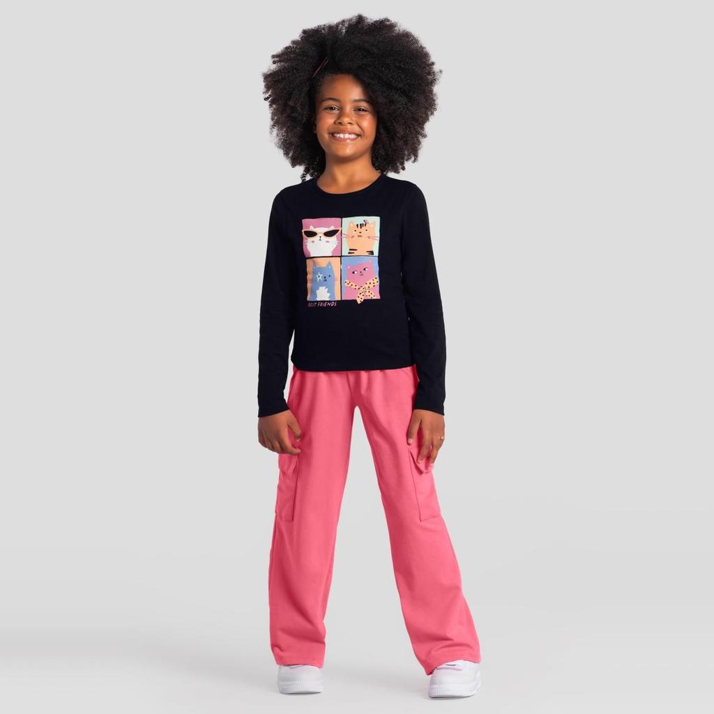 Calça wide leg infantil menina em molecotton Brandili
