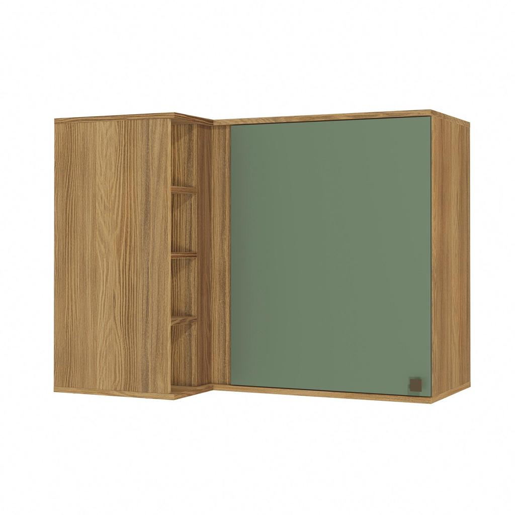 Armário Aéreo de Canto Reto Celeste Kappesberg 100% MDF 1 Porta 4 Nichos Nogueira/Verde 98cm em Oferta na Shopee