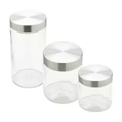 3 Porta Mantimentos Redondo Wolff de Vidro 880ml