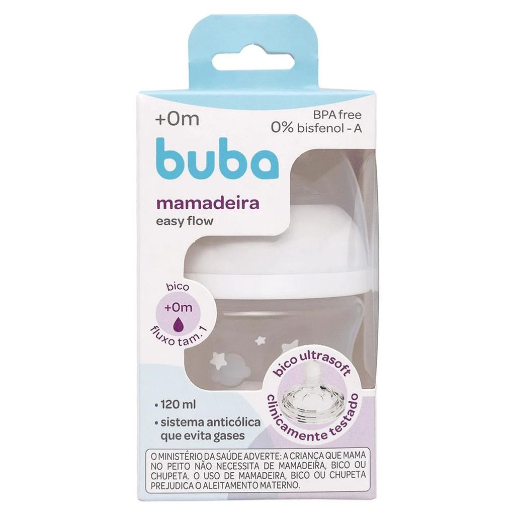 Mamadeira Buba Easy Flow Nuvem Branca 120ml em Oferta na Shopee