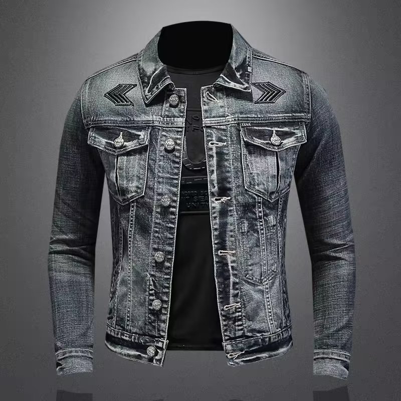 Outono inverno americano Retro Denim jaqueta masculina novo estilo bonito na moda magro-ajuste All-match Multi-bolso jaq