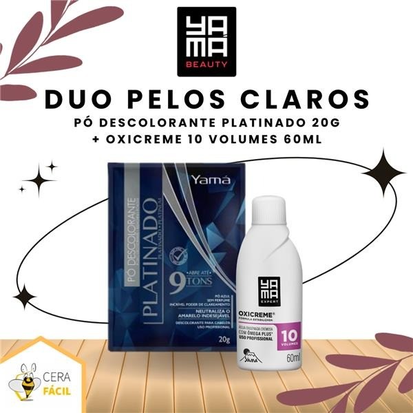 Kit Duo Pelos Claros Yamá - Pó Descolorante Platinado 20g + Oxicreme 60ml