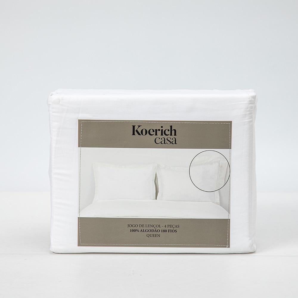 Jogo Lençol 4 Peças Queen Branco - Koerich Casa em Oferta na Shopee