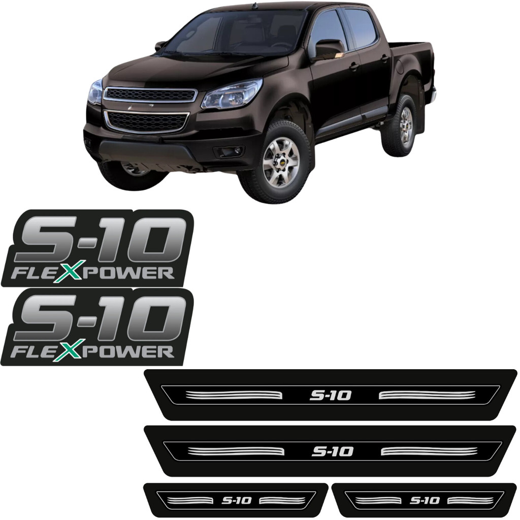 Kit Chevrolet Soleira Adesiva S10 Protetor de Porta Par Adesivos S10 Flex Power